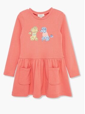 Peek Rose Pink Pup Friends long Sleeve Graphic French Terry Sweatshirt Dress 8